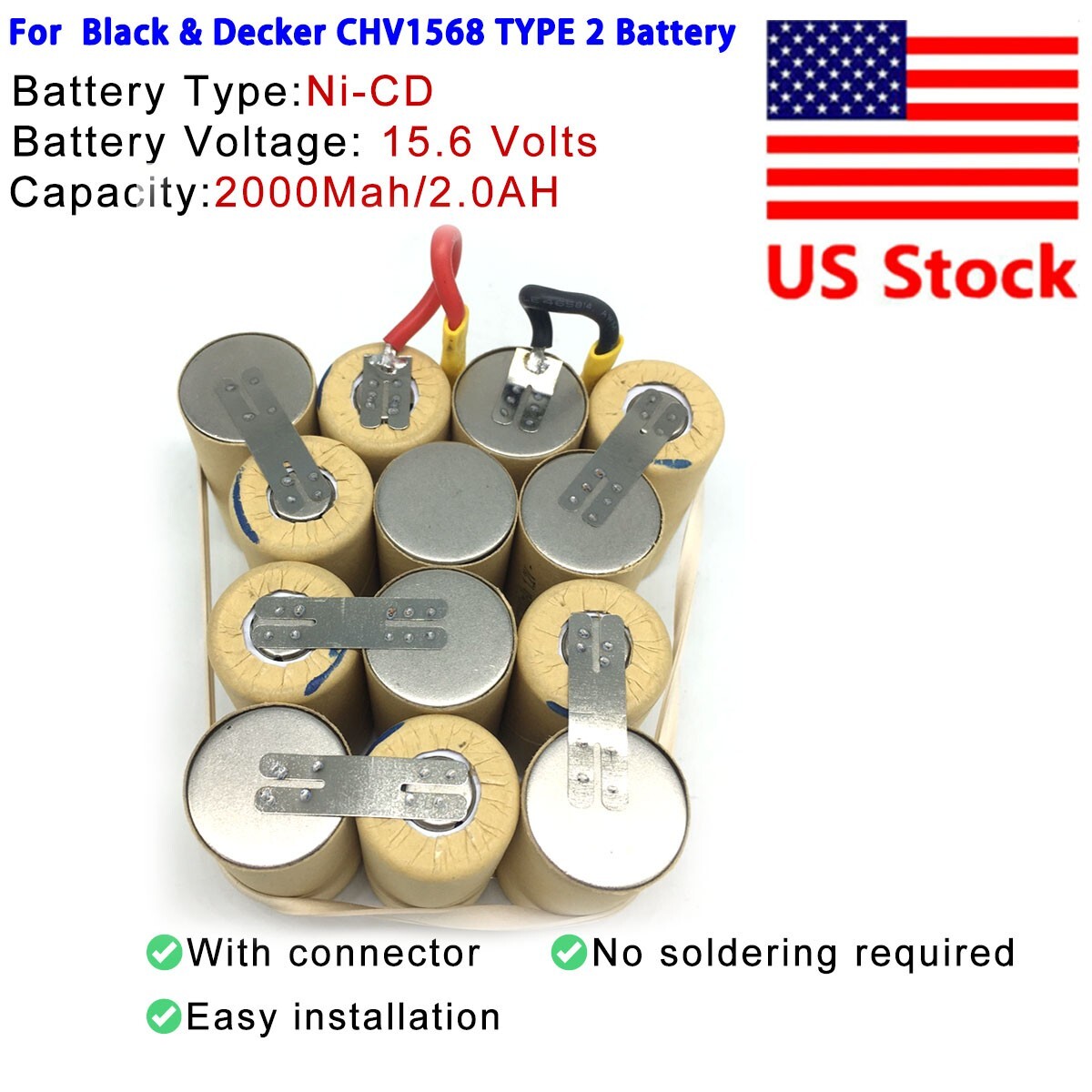 Battery Pack For Black and Decker Dust Buster 15.6V Battery Pack