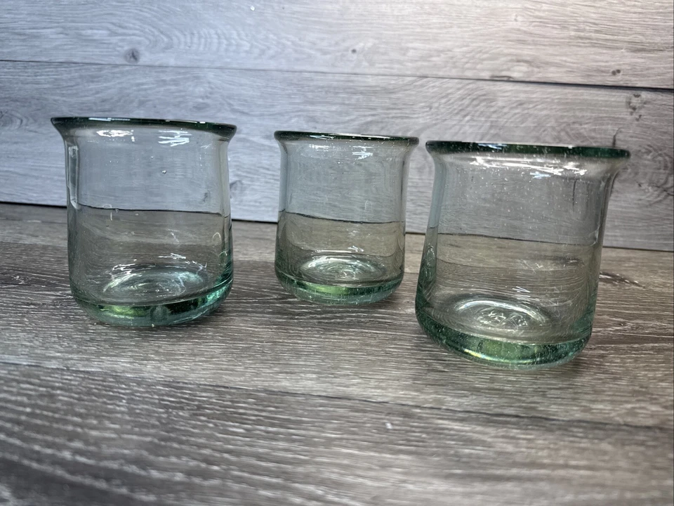 Cristalería reciclada Pottery Barn Casa 4” doble antigua - raro juego de 3 Foto 2 de 4