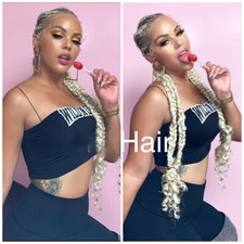 Long Gray Blonde Fiber Afro Braided Lace Front Wig Cornrow Box 4X Braiding Wigs