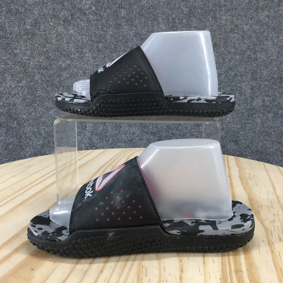 Reebok Sandals Youth 2 Boys Pervade Dual Density Slip On Flats Slide Black Gray - Image 2 of 4