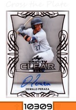 1-2021 LEAF TRINITY CLEAR ACETATE BASE AUTO OSWALD PERAZA YANKEES CARD#CA-OP1