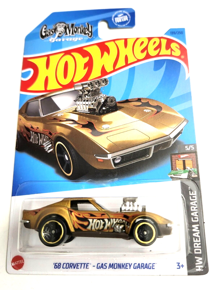 Hot Wheels 68 Corvette Gas Monkey Garage Gold 139 2023 HW Dream Garage
