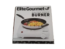 Elite Gourmet ESB-301F Countertop Single Cast Iron Burner, 1000 Watts White