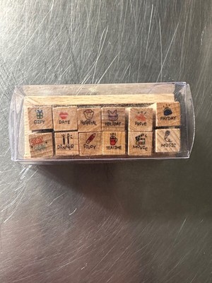 Stamptopia Small Craft Wood Block Stamps New Music Dinner Date Gift