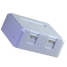  10- 2 PORT SURFACE MOUNT BOX FOR KEYSTONE JACKS  WHITE TUFF JACKS QUALITY!