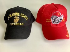 US Marine Corps USMC Globe Anchor Veteran Bulldog Once Always Cap Hat Lot of 2
