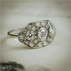 Art Deco 1 Ct Round Cut CZ White Gold Plated Vintage Wedding Antique Ring Silver