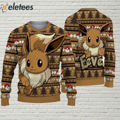 Eevee Ugly Christmas Sweater Festive Apparel for PKM Fans Gift Men