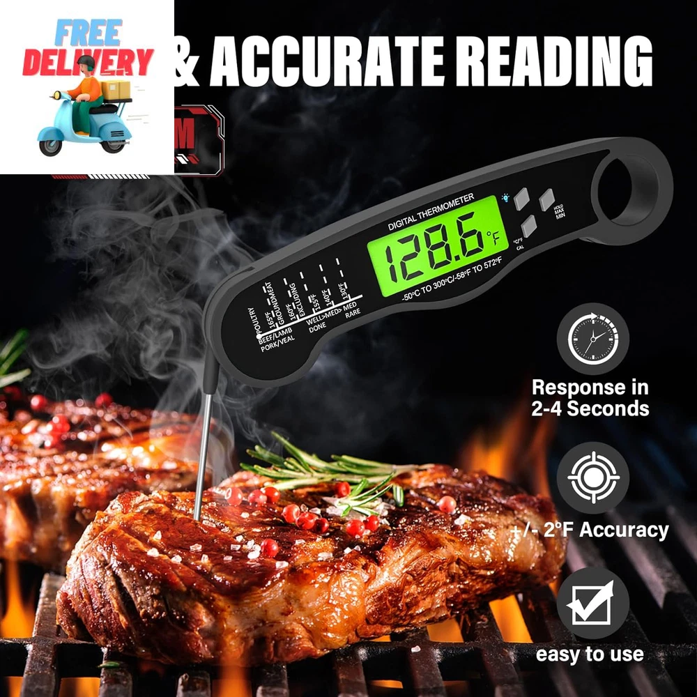 Meat Thermometer Cooking, Waterproof/Backlight Camping Kitchen Free Shipping