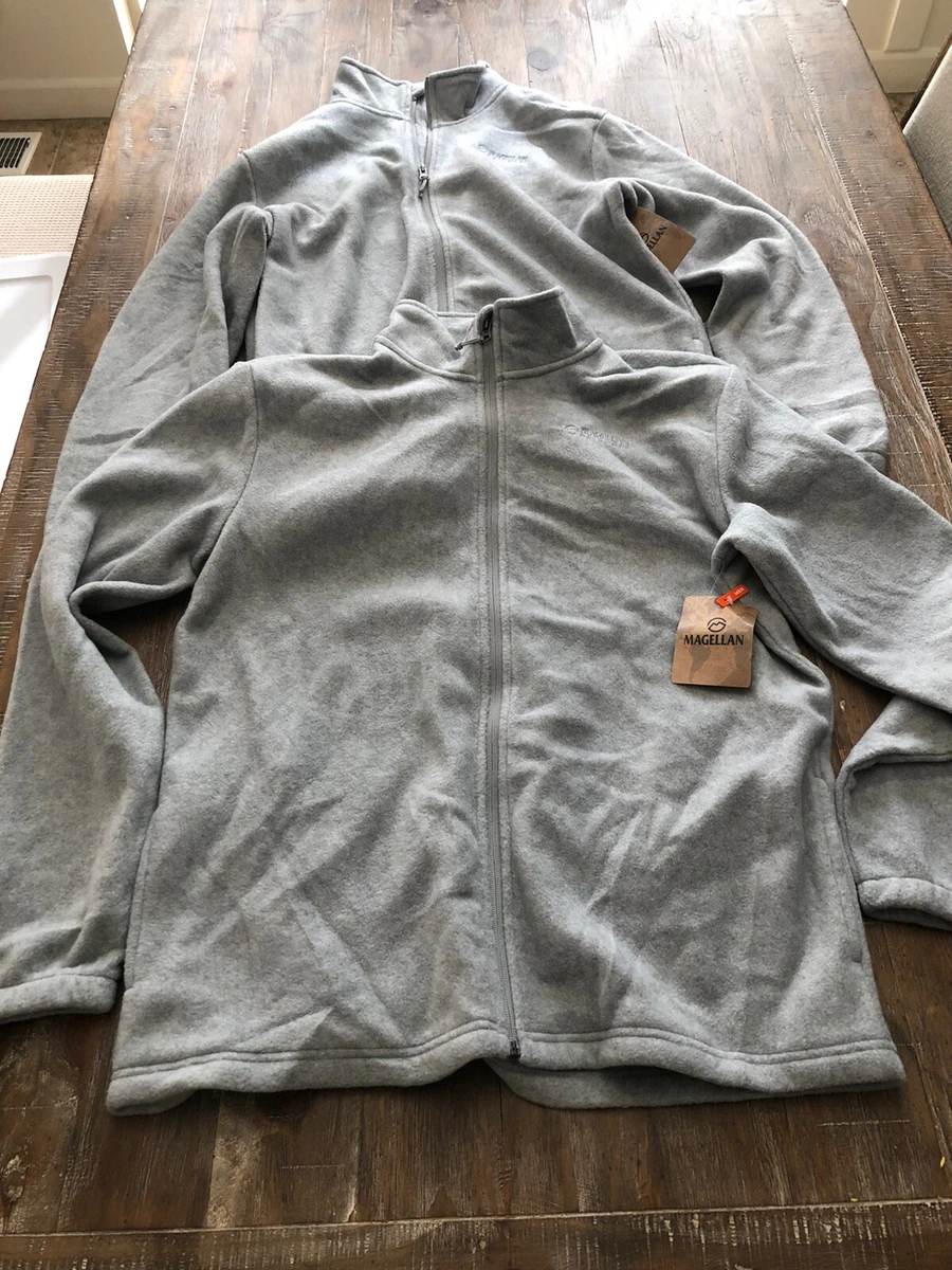 Set Of 2 Magellan Outdoors Mens Gray Fleece Zippered Jacket Size M