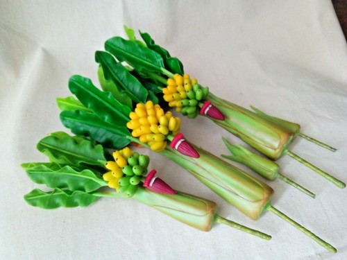 Miniature Handmade Banana Trees Artificial Fruit Home Decorate Green Clay Craft - Picture 7 of 11