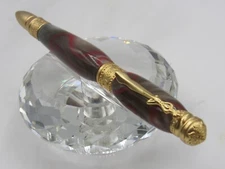 PIRATE FIERY BROWN FEATHERS ACRYLIC HANDMADE TWIST BALL POINT PEN