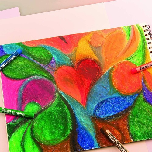 Pentel Oil Pastels Rich Bright Smooth Blend Vivid Colours - Pack 12 - Picture 10 of 10