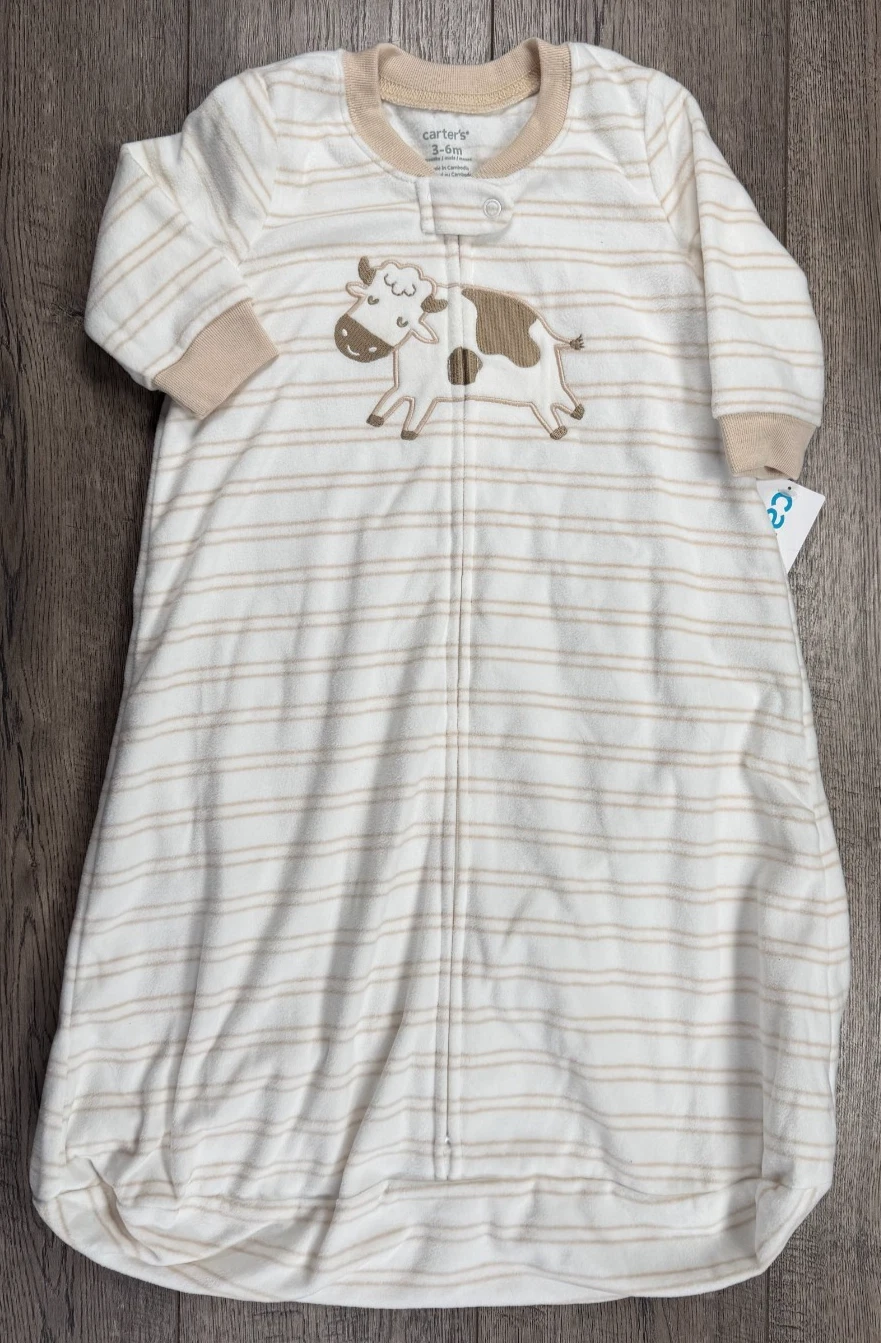 Baby Girl Boy Clothes New Carter's 3-6 Month Cow Fleece Sleep Bag