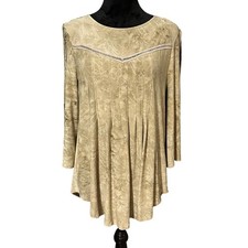 New Directions Blouse M Beige Tunic Top Boho ...
