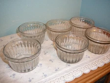 6 VTG KERR GLASS RIBBED JELLY JARS  ANGEL/CROWN W/STAR HOLDS 5 OZ NICE