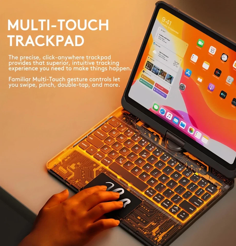 GUSGU Transparent Case with Wireless Keyboard only for 2024 iPad Pro 11-in.(M4) - Image 3 of 4