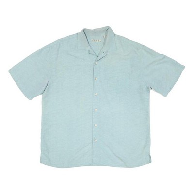 BATICK BAY Herren Blau Rayon Hemd XL Lässig Knopfleiste Sommer