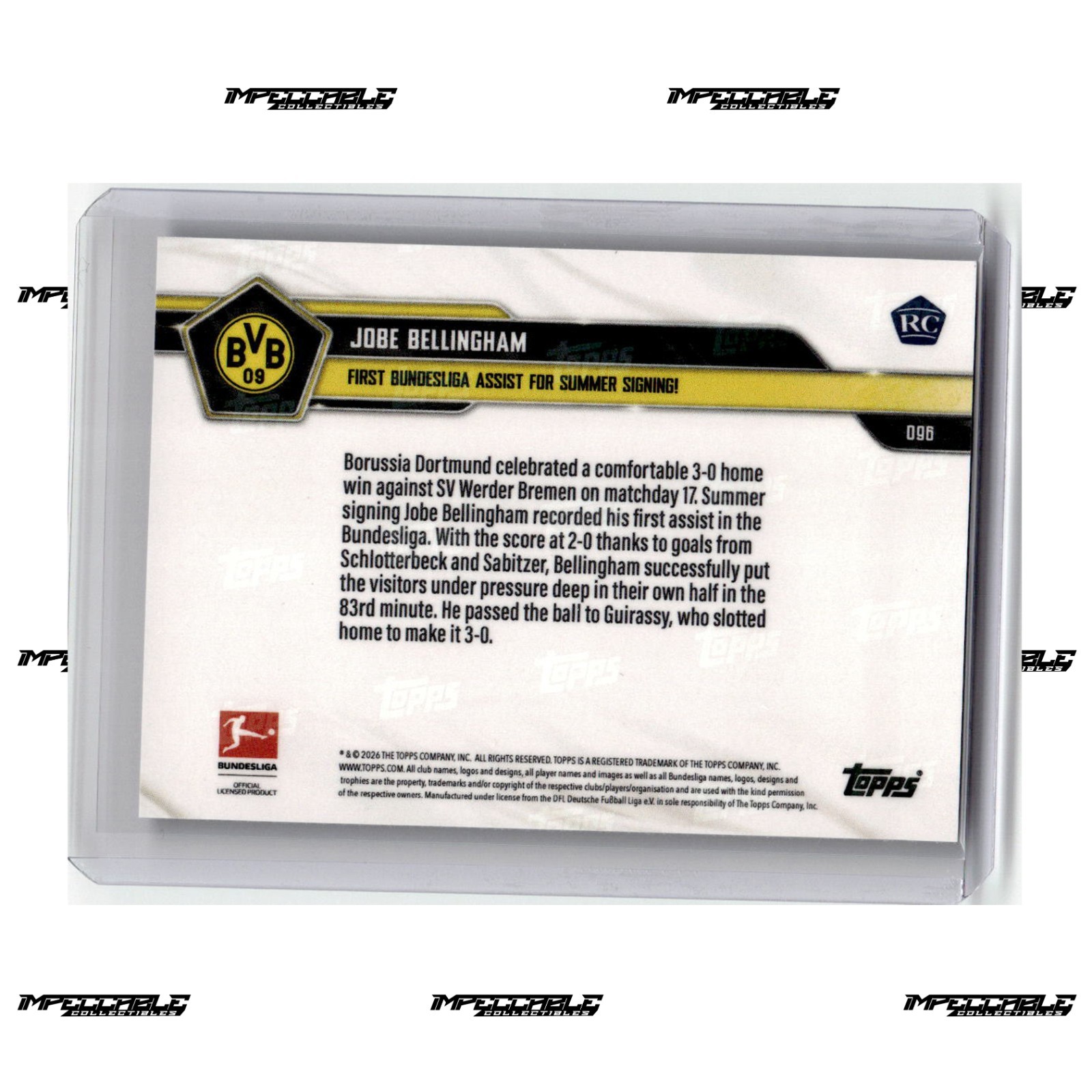 2025-26 Topps Now Bundesliga - Red #96 Jobe Bellingham Rookie 4/5 First Assist view 2