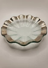 Vintage Annie Glass Bowl Platinum Rimmed Ruffled Edging