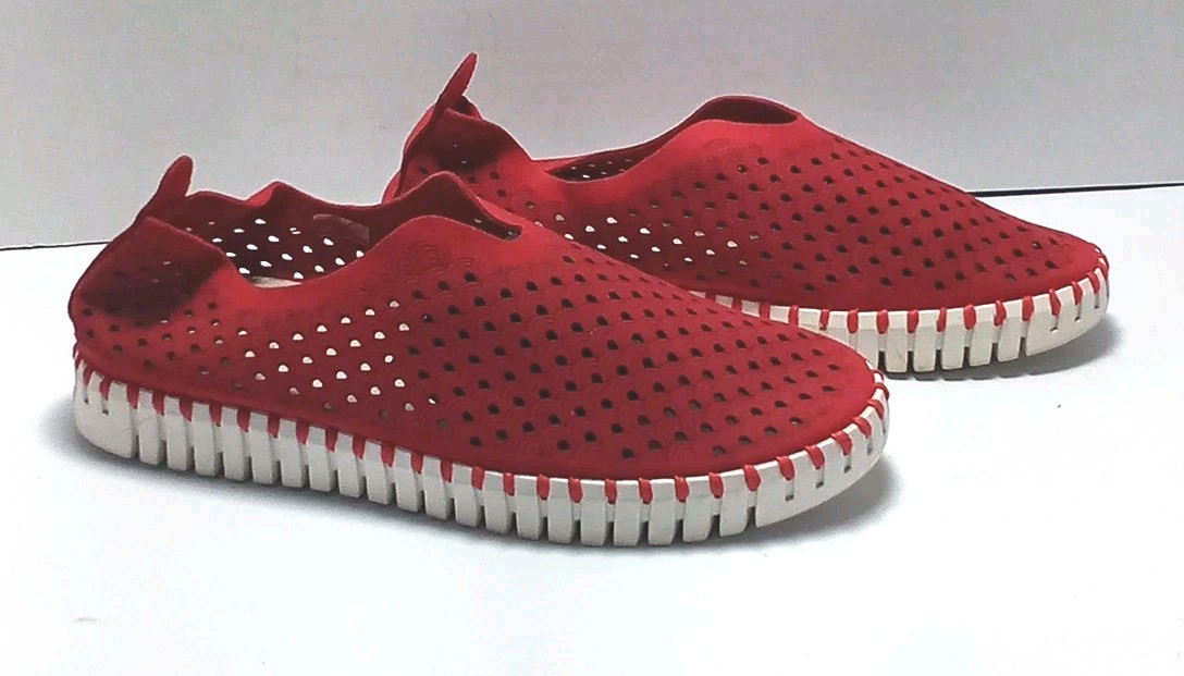 SAOLA Mocassino Ilse Jacobsen Tulip On tessuto lampone suola gomma EUR 38 US 6