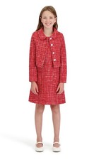 Kensie Girl Red Tweed Dress Jacket Set Size 5 2PC Holiday Easter Formal
