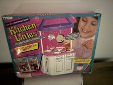 1996 Tyco Kitchen Littles Lot Deluxe Kitchen Island With Pans Accessories