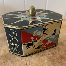 Vintage Old Zodiac Tin With Lid Tea Caddy Biscuit Tin Rose Gold Tone Inside