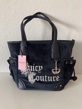 Juicy Couture Renaissance Tote Liquorice Black Velvet Embroidered W/Crown Charm