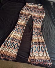 Boho Vintage Stretchy High-Waist Bell Bottom ...