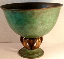 ANTICO VASO IN BRONZO VERDEGRIGIO-CENTROTAVOLA-VINTAGE-D'EPOCA-ART DECO'