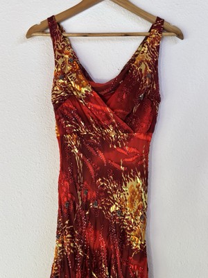 NWT Vintage 90's 00's Sue Wong Beaded Embroidered Floral Red Silk