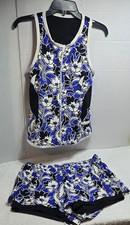 Womens Anne Cole Locker Blue White Floral Swi...