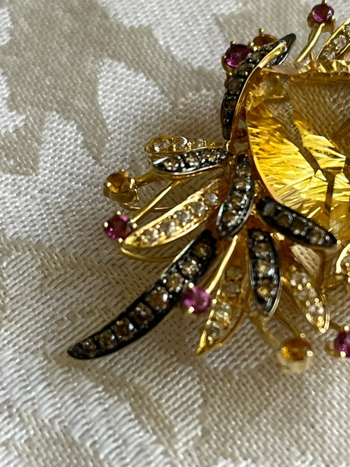 Colgante LeVian oro amarillo macizo 14K diamante citrino topacio blanco y granates Foto 3 de 4