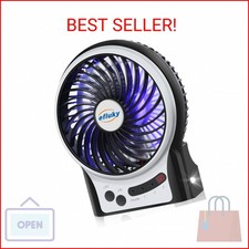 Mini Desk Fan, Rechargeable Battery Operated with LED Light, Portable USB Quiet