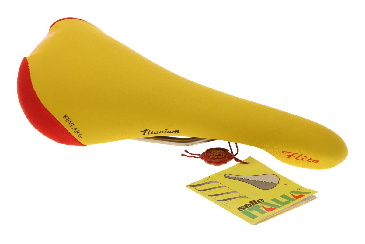 Selle Italia Flite Saddle Titanium Rails Yellow Made With Kevlar