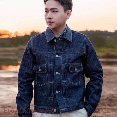 Red Tornado Men Jean Jacket TYPE2 Selvedge Denim Outerwear Indigo 14oz Coat