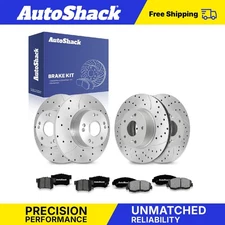 Front Rear Drilled Slotted Brake Rotors Premium Ceramic Pads for Acura TSX