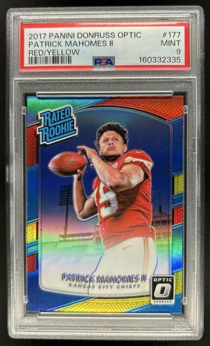 2017 Donruss Optic Patrick Mahomes II Red and Yellow RC Rated Rookie #177 PSA 9