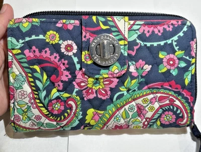 Vera Bradley Petal Paisley Portefeuille Zippé À Enrouler Grand Léger - Photo 1/4