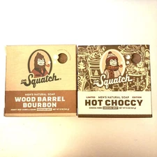 TWO Dr. Squatch Hot Choccy (1) & Wood Barrel Bourbon(1) Soaps 5oz Medium Grit