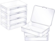 6 Pack Small Plastic Containers with Hinged Lids, Rectangle Clear Plastic Storag