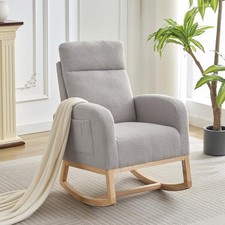 Nursery Glider Rocking Chair Baby Nursing Chair with Footrest High Back Seating