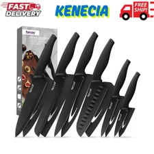 Black Oxide Knife Set of 6 with Matching Protective Sheath, Kitchen Knives Scrat