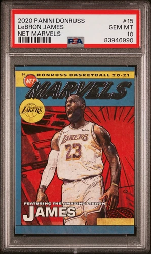 2020-21 LeBron James Panini Donruss Net Marvels #15 Lakers PSA 10; POP 15!