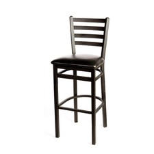 Oak Street Mfg SL2301SVBLK Ladderback Barstool w/Black Vinyl Seat