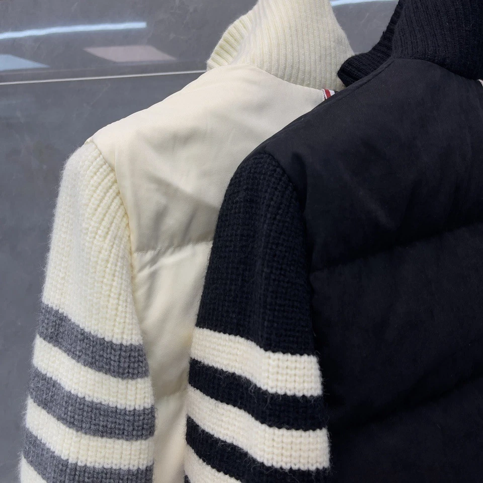 Thom Browne Women's Autumn New Classic Striped Wool Stand-up Collar Down Jacket - Image 4 of 4