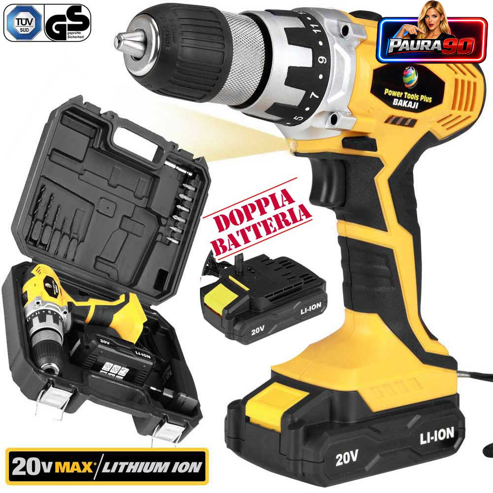 Trapano Avvitatore 20V a DOPPIA Batteria LITIO in Valigetta Cordless 2 Velocita foto 1