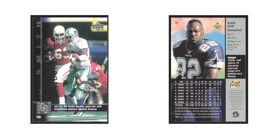 1997 Upper Deck Emmitt Smith Cowboys #133 - Image 3 of 3