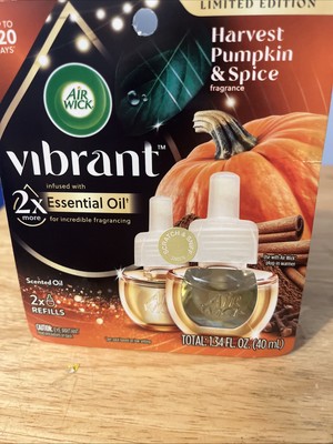 NEW 2PK AirWick Vibrant Limited Edition Harvest Pumpkin & Spice Plug In Refill